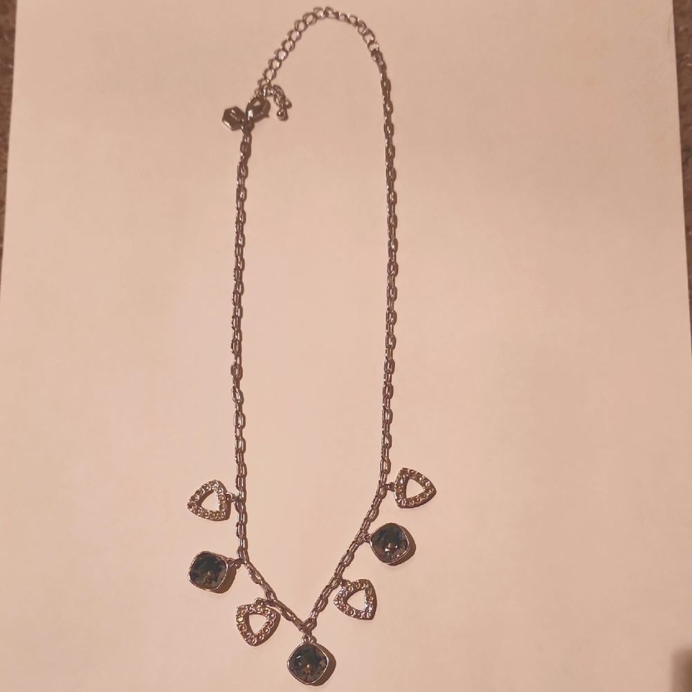 Elegant Gray and Silver Swarokski Crystal Necklace